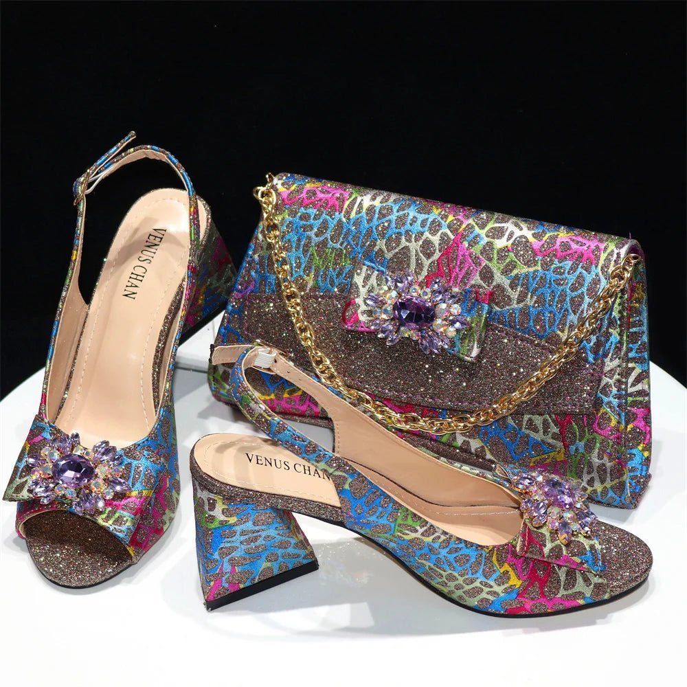 Italian Shoes & Bag Set with African Flair for Evening Glam - - Women - Shoes - Milvertons