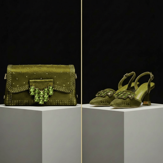 Italian Style Shoe and Bag Set – Elegant Rhinestone Heels - - Women - Shoes - Milvertons