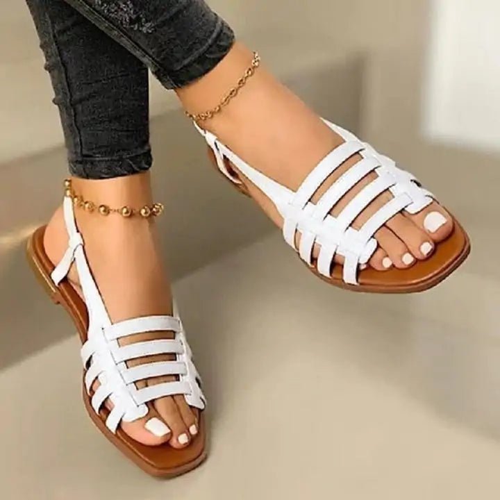 Lola's Flair: Women's Fashionable Flat Sandals - White 39 - Women - Shoes - Milvertons