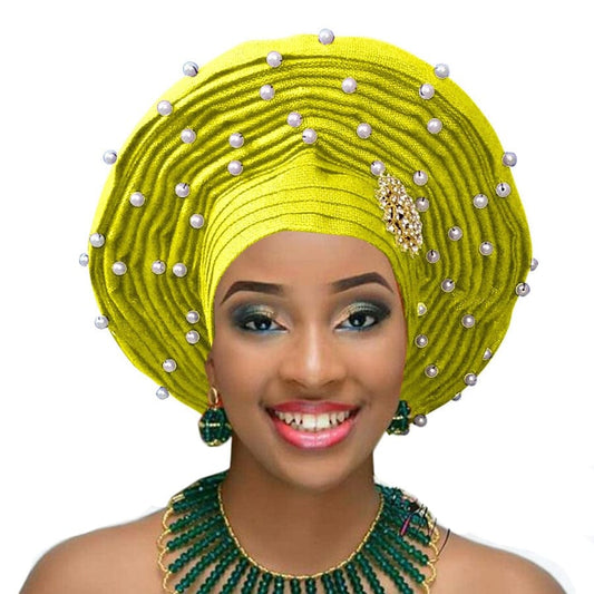 Lovely Turban Style Hat with a unique twist - yellow - Apparel & Accessories - Headties - Milvertons