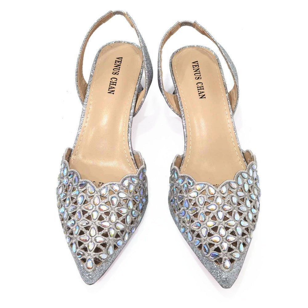 Low Heel Women's Shoes & Bag Set | Italian Rhinestone Design - - Women - Shoes - Milvertons