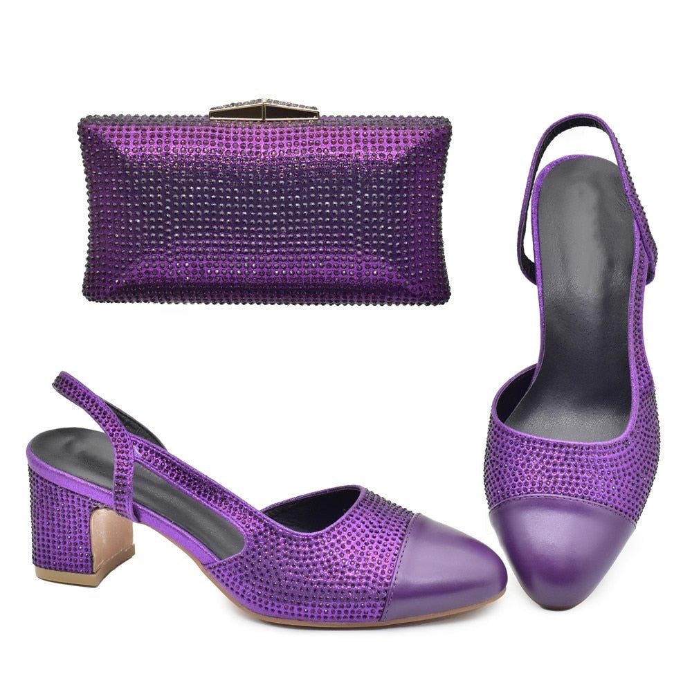 Luxury Designer Italian Rhinestone Shoes and Bag Set - - Women - Shoes - Milvertons