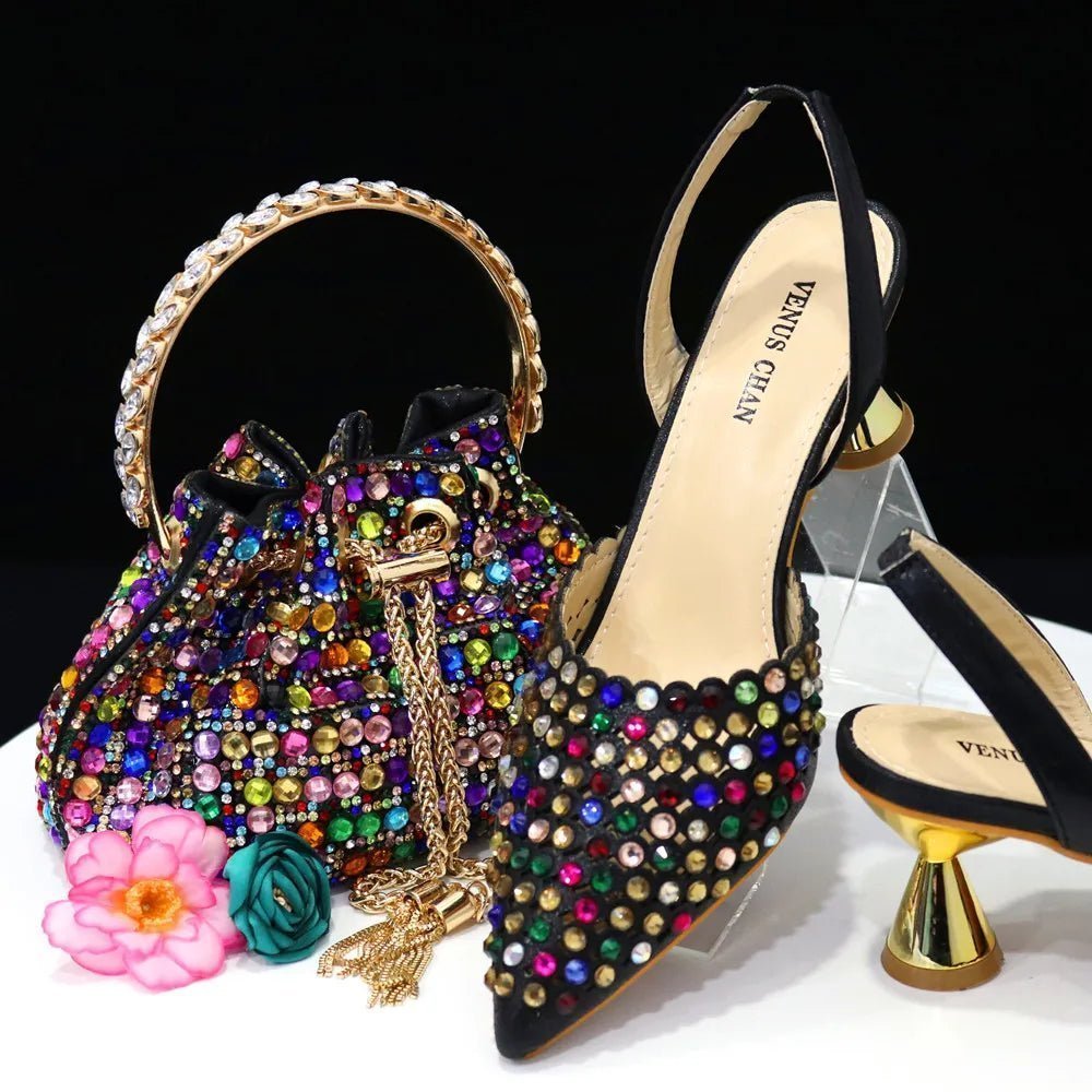 Luxury Diamond Pointed Toe Wedding Shoes & Bag Set - - Women - Shoes - Milvertons