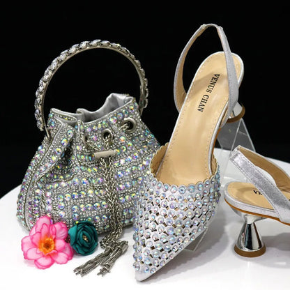 Luxury Diamond Pointed Toe Wedding Shoes & Bag Set - - Women - Shoes - Milvertons