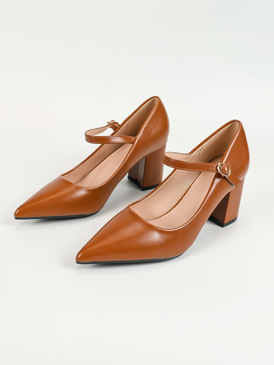 Mary Jane Block Heel Pumps | Closed Toe Party Office Shoes
