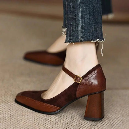 Mary Jane Block Heel Pumps | Closed Toe Party Office Shoes - - Women - Shoes - Milvertons