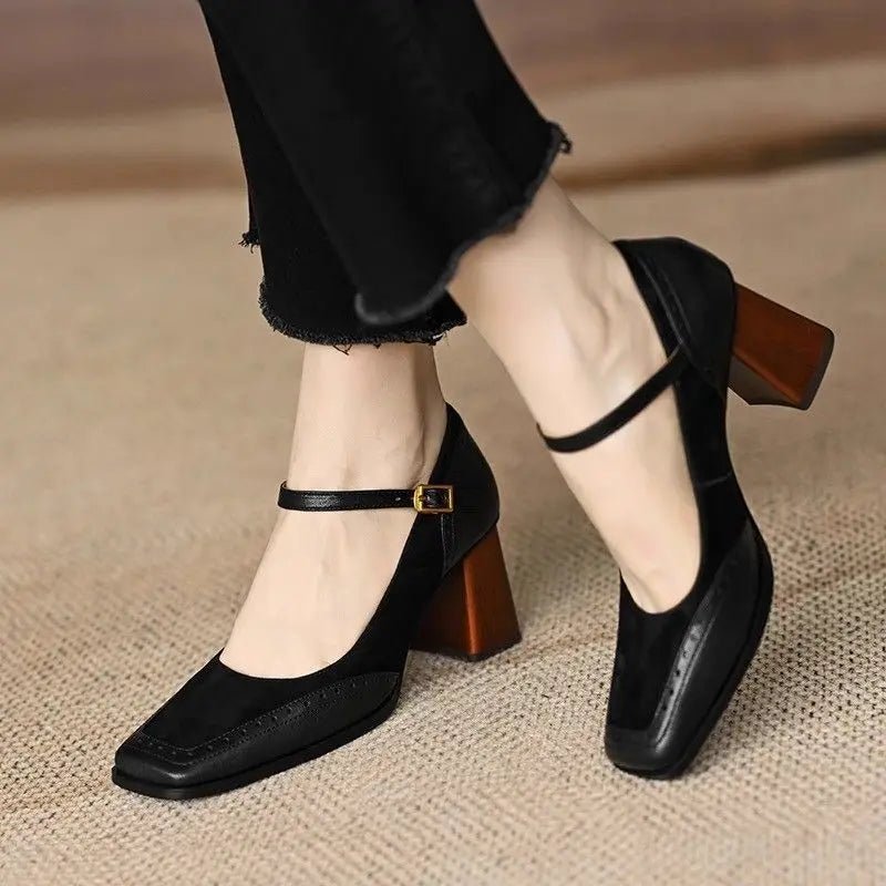Mary Jane Block Heel Pumps | Closed Toe Party Office Shoes