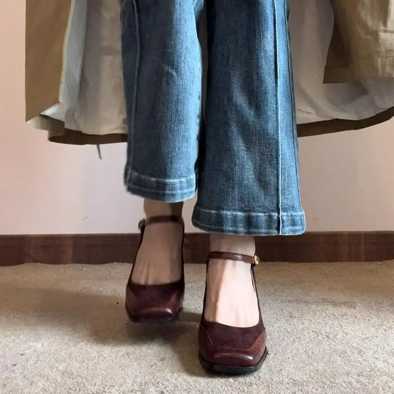 Mary Jane Block Heel Pumps | Closed Toe Party Office Shoes - - Women - Shoes - Milvertons