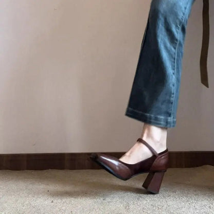 Mary Jane Block Heel Pumps | Closed Toe Party Office Shoes - - Women - Shoes - Milvertons