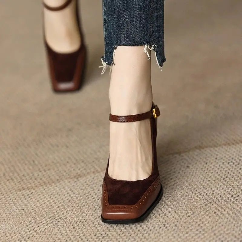 Mary Jane Block Heel Pumps | Closed Toe Party Office Shoes - - Women - Shoes - Milvertons