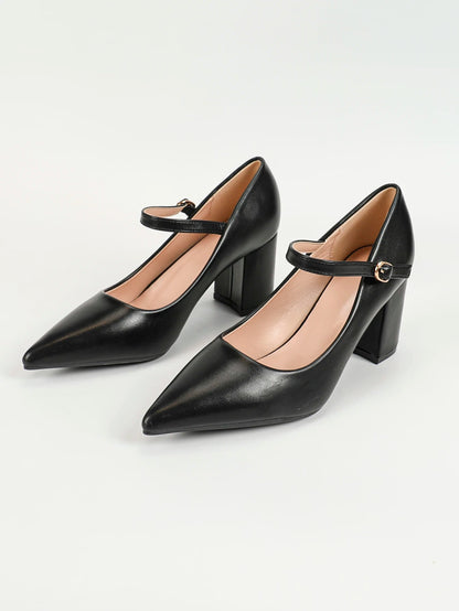Mary Jane Block Heel Pumps | Closed Toe Party Office Shoes