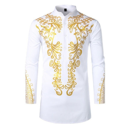 Men's Fashion Dashiki Shirt, Slim Fit Streetwear African Top - white - Men - Apparel - Milvertons