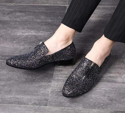 Men's glittered loafers - Black - Men - Shoes - Milvertons