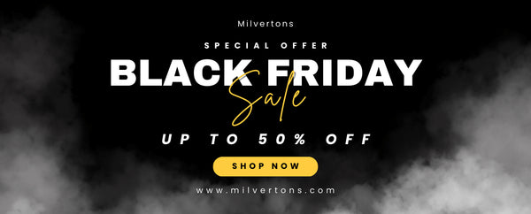 Black Friday sale banner with text and a 'Shop Now' button on a dark background