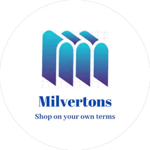 The logo for Milvertons, a US-based online shop that sells Shoes, Bags, Clothing and Accessories