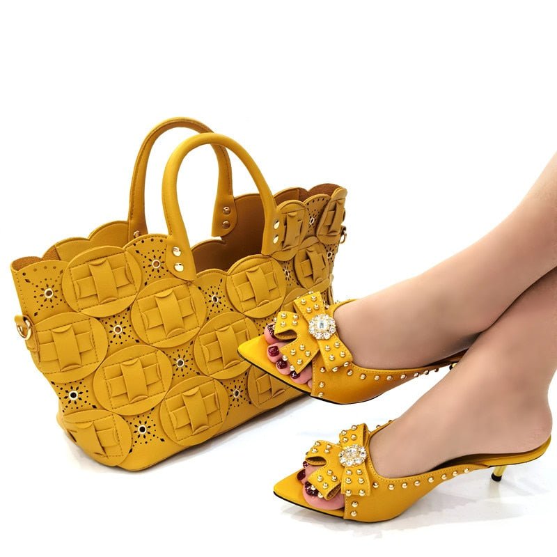 New Arrival African Style Shoes and Bag Set for Women - Yellow - women - shoes - Milvertons