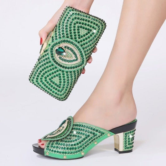 New Italian Design Shoes and Matching Bag - Party Pumps - green - Women - Shoes - Milvertons