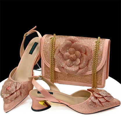 New Italian Design Women's Shoes + Matching Bag Set - Trendy - Pink - Women - Shoes - Milvertons