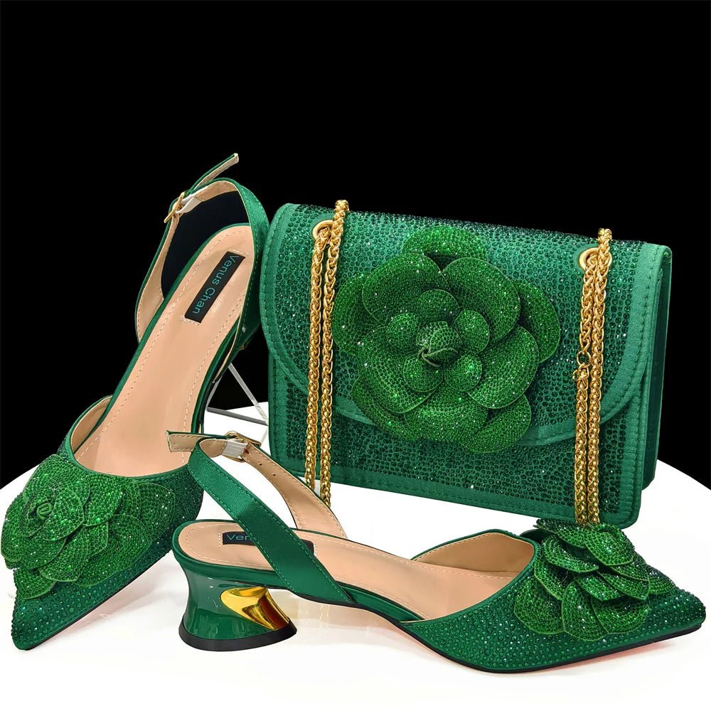 New Italian Design Women's Shoes + Matching Bag Set - Trendy - green - Women - Shoes - Milvertons