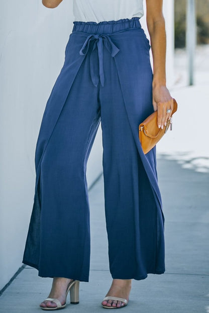 Paperbag Waist Tie Front Wide Leg Pants - - Women - Apparel - Clothing - Pants - Milvertons