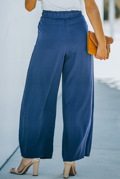 Paperbag Waist Tie Front Wide Leg Pants - - Women - Apparel - Clothing - Pants - Milvertons