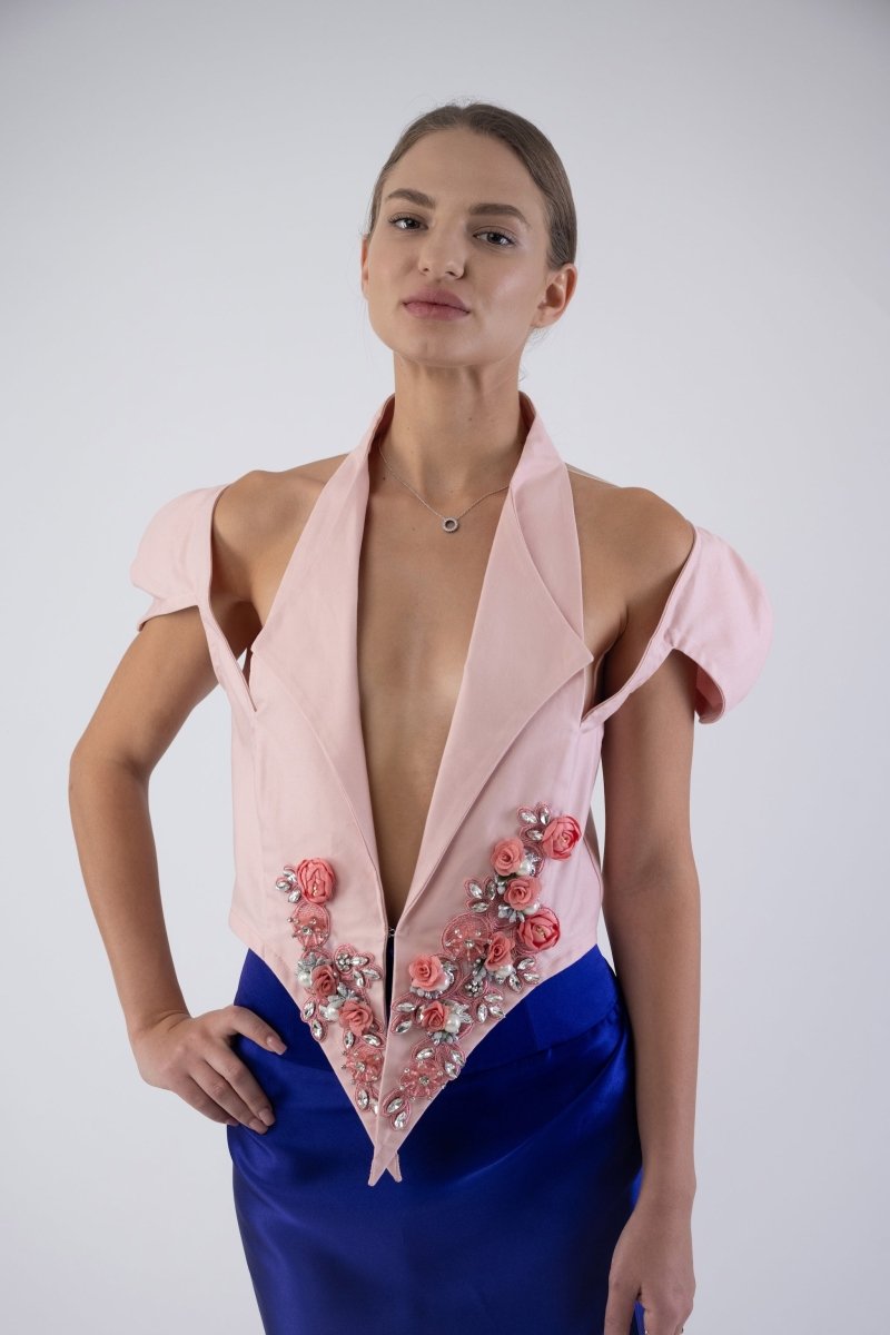 Pink Jacket with handcraft roses - - - DrevelmaN