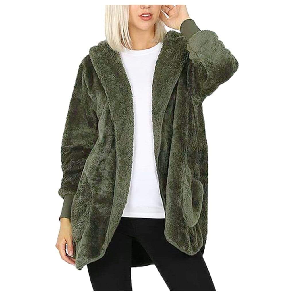 Plush Hooded Winter Jacket for Women - Green L - Women - Apparel - Outerwear - Jackets - Milvertons
