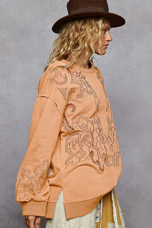 POL Round Neck French Terry Sweatshirt with Cutout Detail - Milvertons