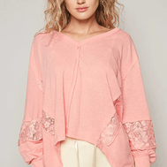 POL V-Neck Long Sleeve T-Shirt with Lace Detail - - Women - Apparel - Shirts - Blouses - Milvertons
