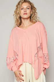 POL V-Neck Long Sleeve T-Shirt with Lace Detail - - Women - Apparel - Shirts - Blouses - Milvertons