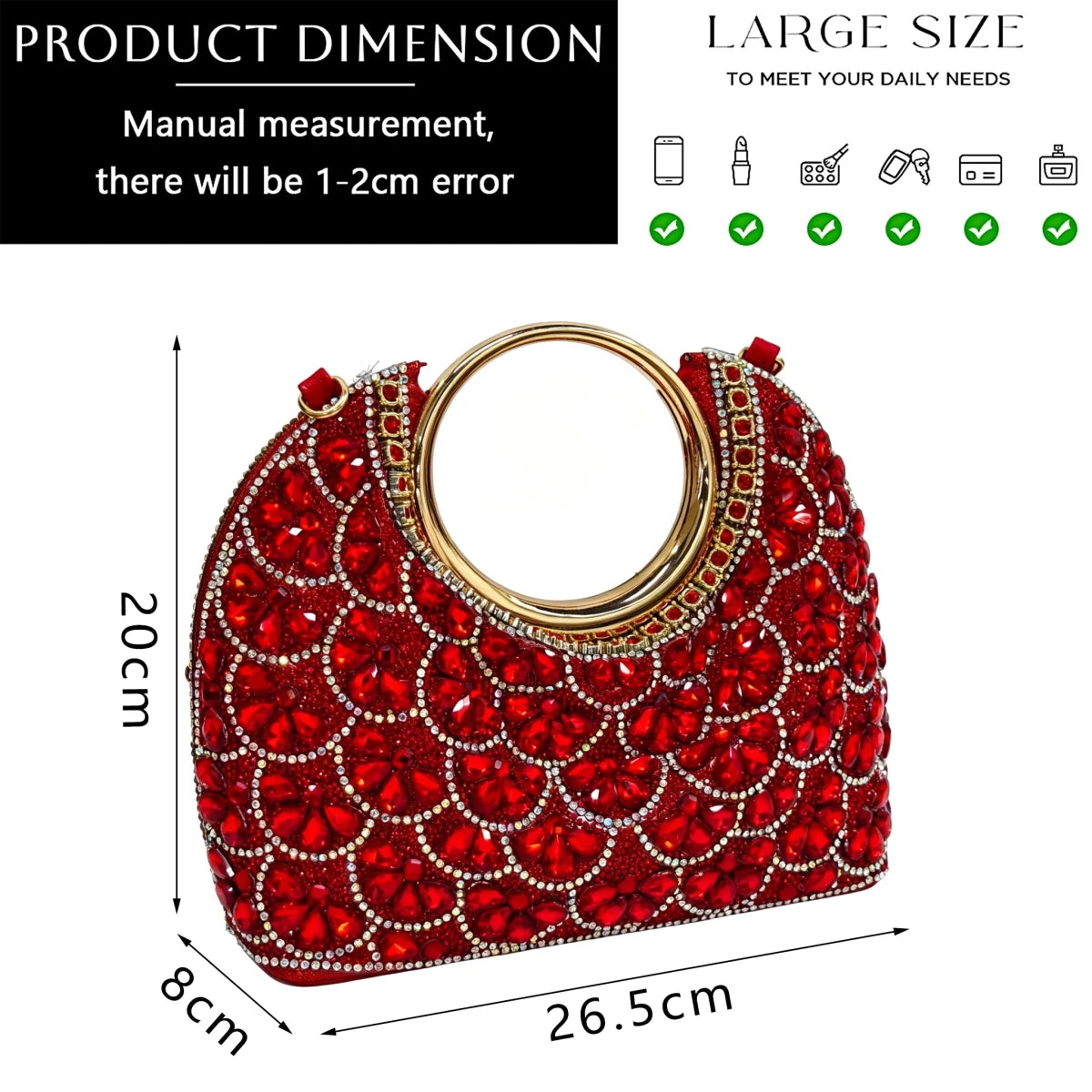 Red Rhinestone Pointed Toe Heels & Matching Handbag Set - - Women - Shoes - Milvertons