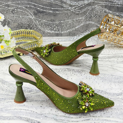 Rhinestone High Heels & Bag Set – Elegant Party Look - - Women - Shoes - Milvertons