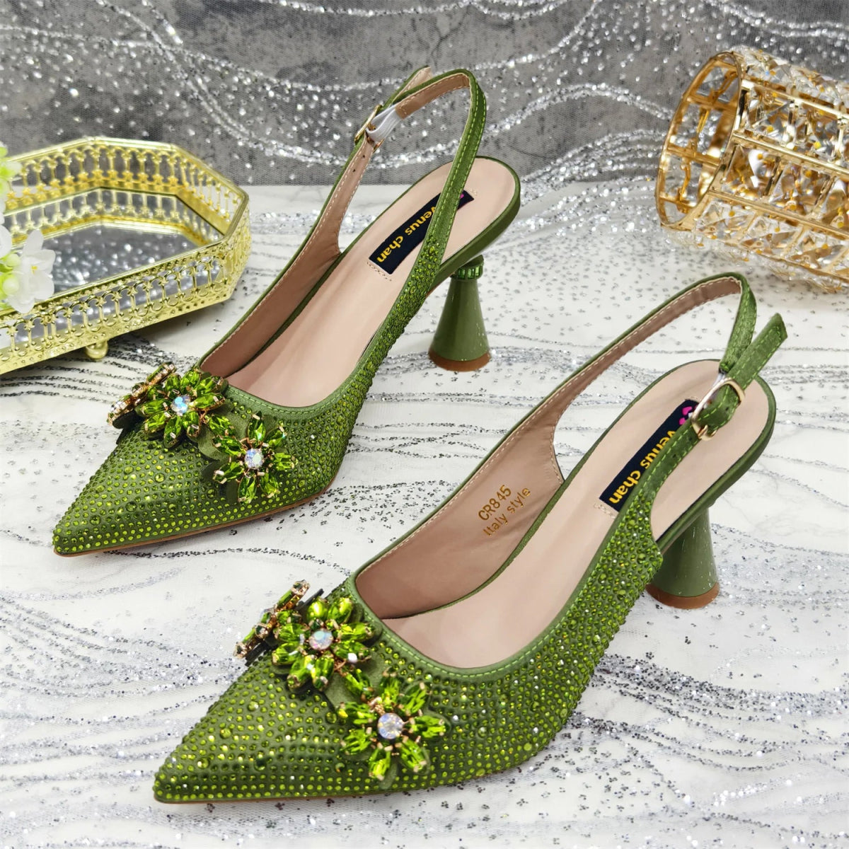 Rhinestone High Heels & Bag Set – Elegant Party Look - - Women - Shoes - Milvertons