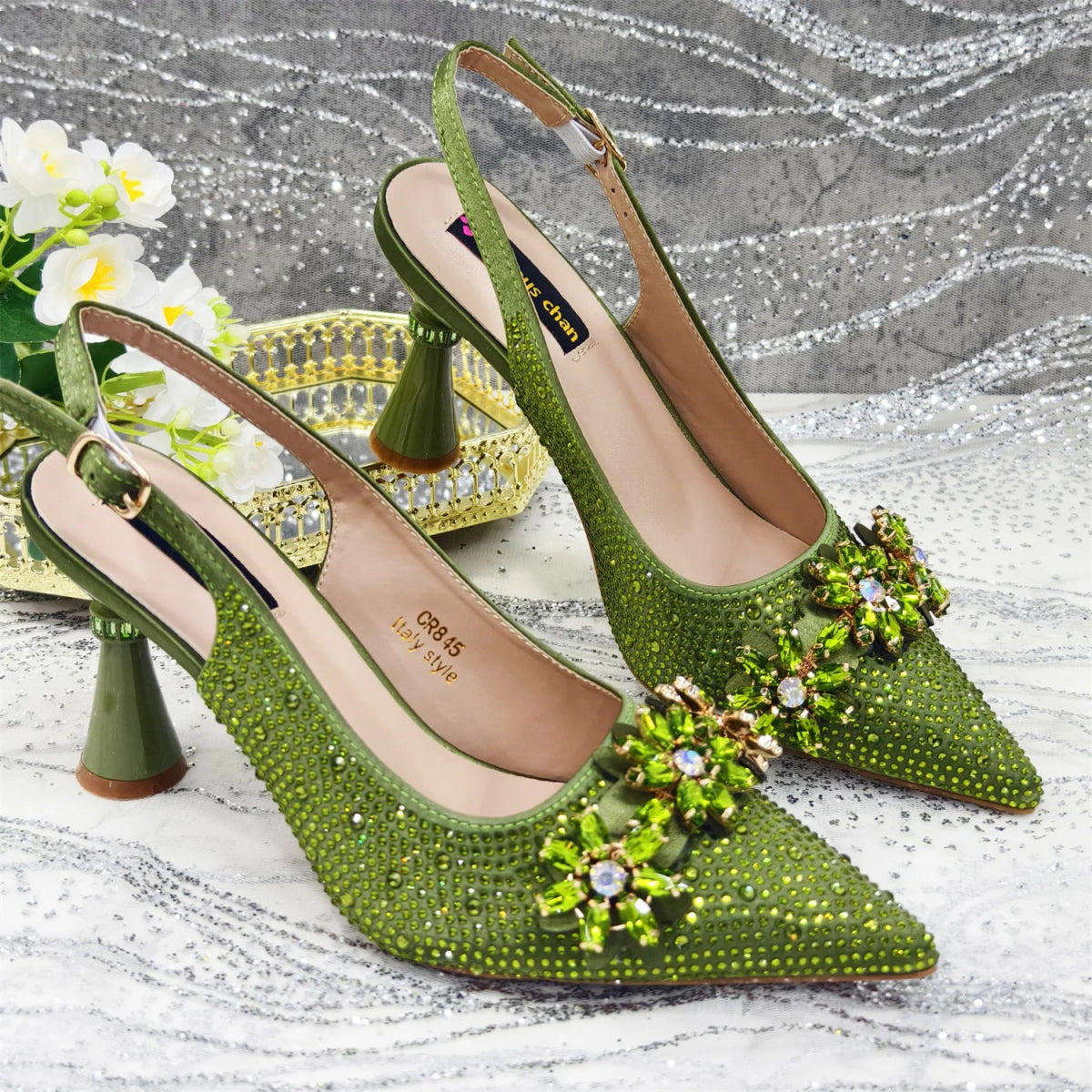 Rhinestone High Heels & Bag Set – Elegant Party Look - - Women - Shoes - Milvertons