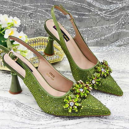Rhinestone High Heels & Bag Set – Elegant Party Look - - Women - Shoes - Milvertons