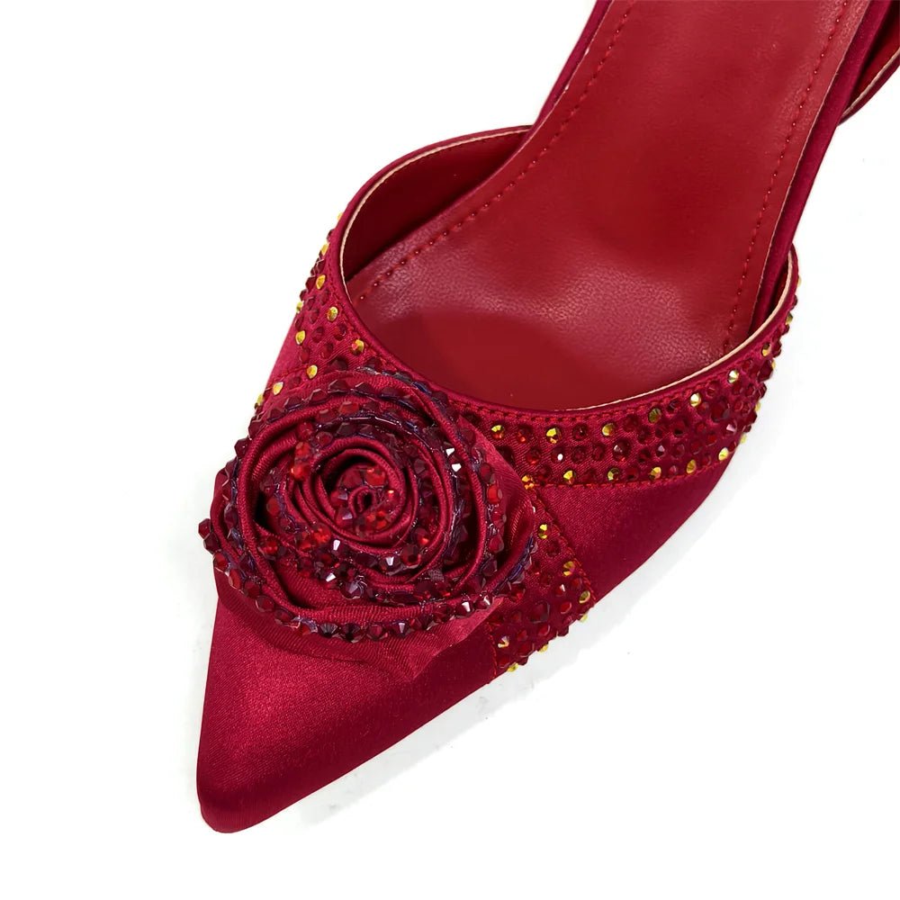 Rhinestone Rose Heels & Bag Set | African Party Elegance - - Women - Shoes - Milvertons