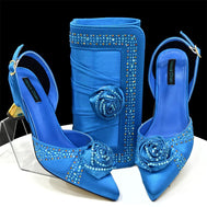 Rhinestone Rose Heels & Bag Set | African Party Elegance - Sky Blue - Women - Shoes - Milvertons