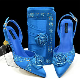 Rhinestone Rose Heels & Bag Set | African Party Elegance - Sky Blue - Women - Shoes - Milvertons