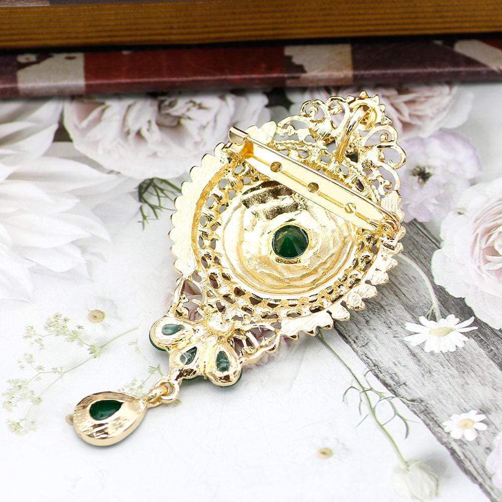 Sensational Stone Studded Water Drop Crown Design Dress Accessory - Green OSFA - Apparel & Accessories - Jewelry - Milvertons
