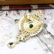 Sensational Stone Studded Water Drop Crown Design Dress Accessory - Green OSFA - Apparel & Accessories - Jewelry - Brooches & Lapel Pins - Milvertons