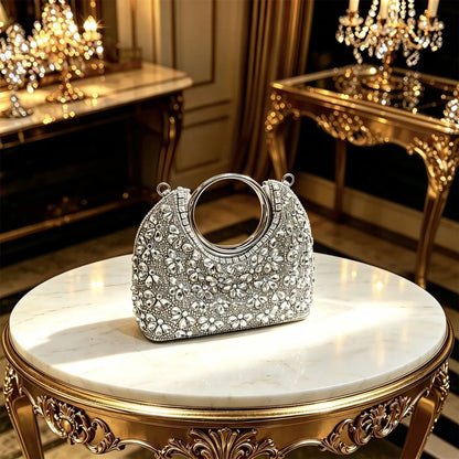 Elegant Rhinestone Pointed Toe Heels & Matching Handbag Set - - Women - Shoes - Milvertons