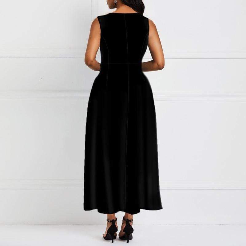 Sleeveless Round Neck Flower Print Maxi Dress - black M - Women - Apparel - Dresses - Day to Night - Milvertons