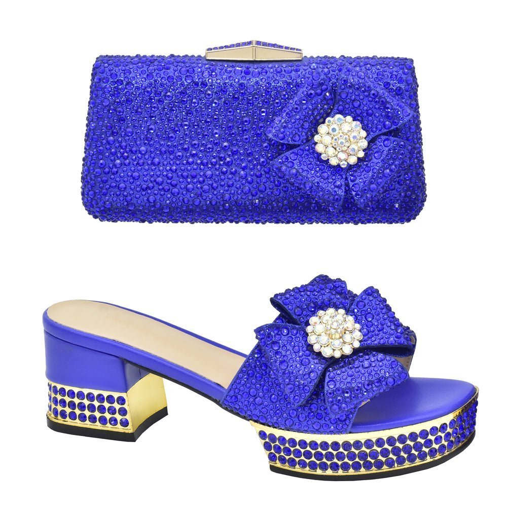 Sparkling Italian Wedding Shoes & Bag Set - Glam Party Pumps - Blue - Women - Shoes - Milvertons