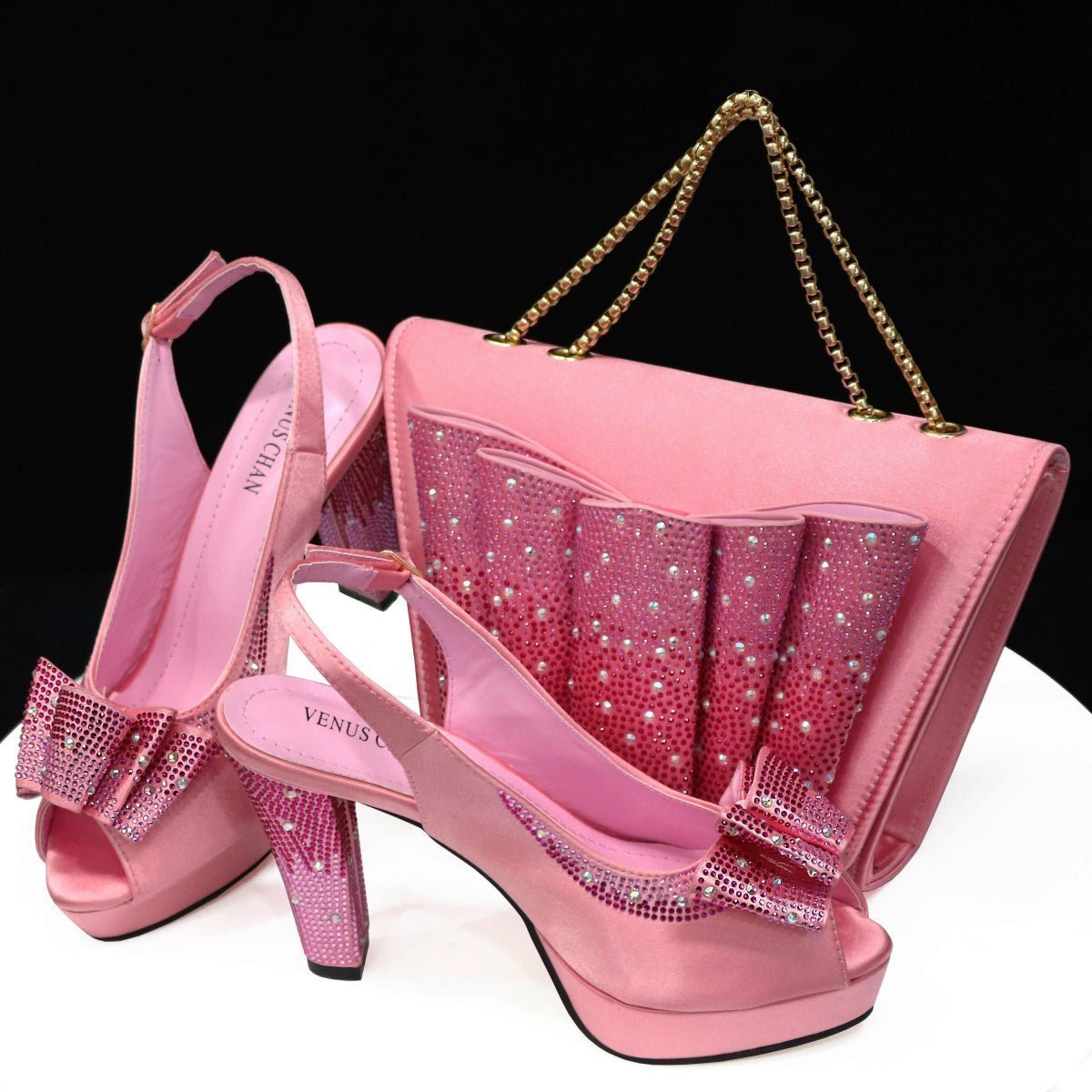 Style Harmony: Italian Shoes & Bag Set for Weddings, Parties - Pink - Women - Shoes - Milvertons