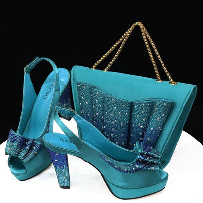 Style Harmony: Italian Shoes & Bag Set for Weddings, Parties - green - Women - Shoes - Milvertons