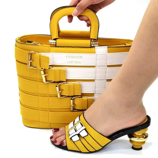 Stylish African Ladies' Shoe & Bag Set for Weddings