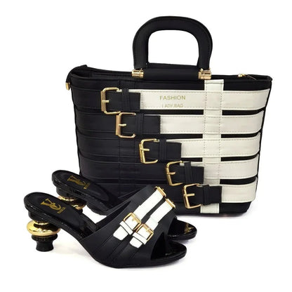 Stylish African Ladies' Shoe & Bag Set for Weddings - black - Women - Shoes - Milvertons