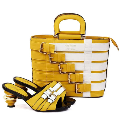 Stylish African Ladies' Shoe & Bag Set for Weddings - Yellow - Women - Shoes - Milvertons