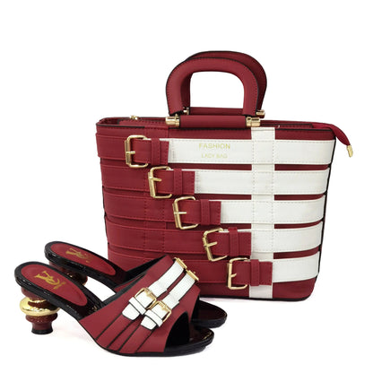Stylish African Ladies' Shoe & Bag Set for Weddings - Wine - Women - Shoes - Milvertons