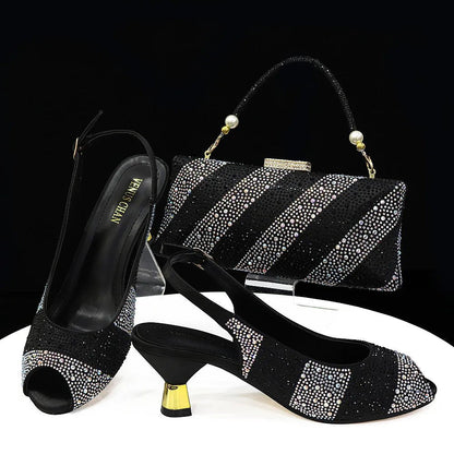 Stylish Soiree: Italian Shoes & Bag Set for Wedding Parties - black - Women - Shoes - Milvertons